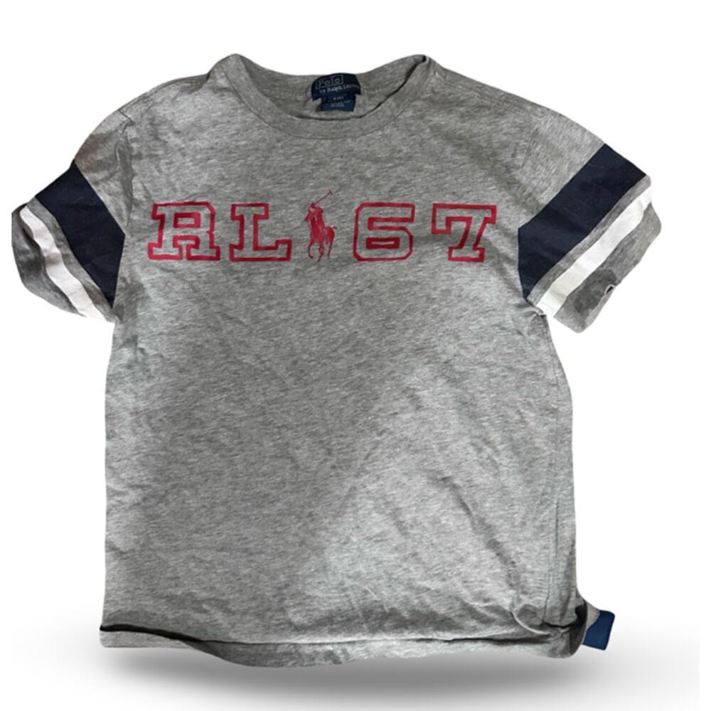 Polo Ralph Lauren Boys T-Shirt Size 8 Gray Red RL67